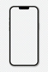 Realistic model smartphone. Smartphone mockup. Device front view. 3D mobile phone with shadow. Vector illustration