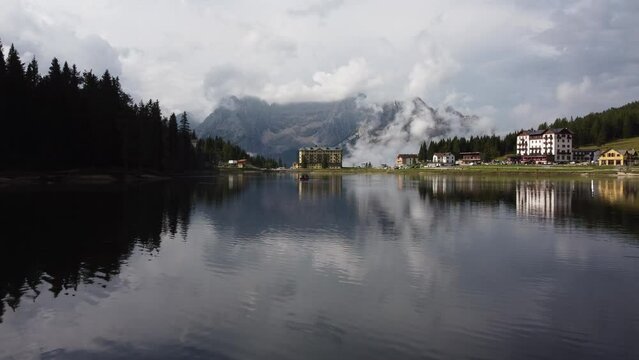 Misurina Lake, or Lago di Misurina in Dolomites, Belluno Veneto Italy