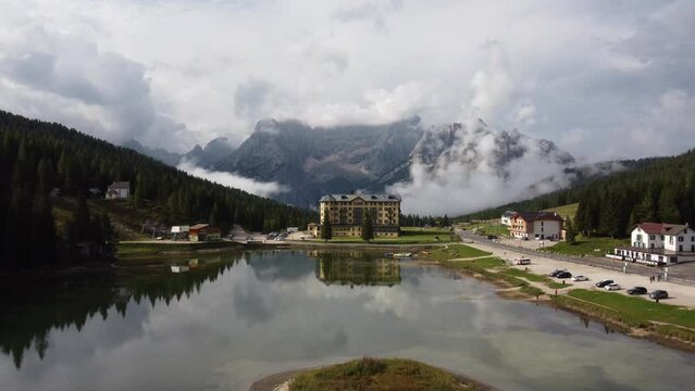 Misurina Lake, or Lago di Misurina in Dolomites, Belluno Veneto Italy