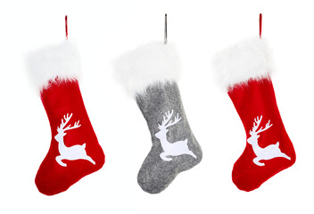 Three Red and grey Christmas stockings - 538553430
