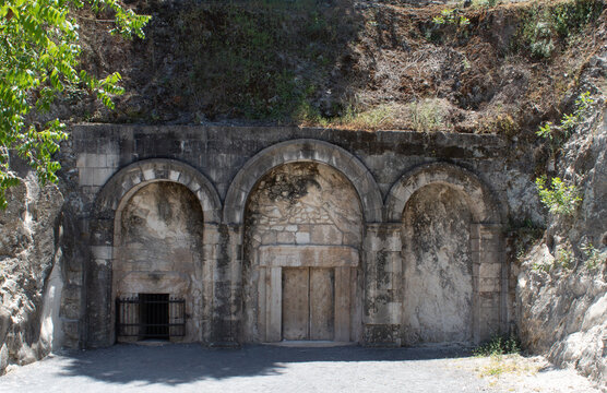 Entrance to the tombs in the ruins of the ancient Jewish city of Beit She'arim, Israel