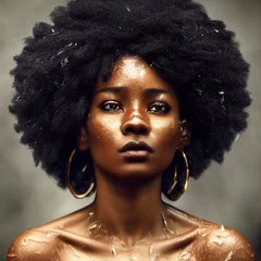 Abstraktes Porträt eines Fantasy-Ebenholzmädchens. Modische Frau mit Dreadlocks. Kreatives schönes Mädchen. © designprojects