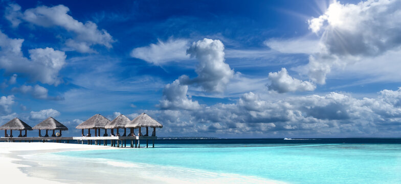 beautiful beach panorama on the maldives