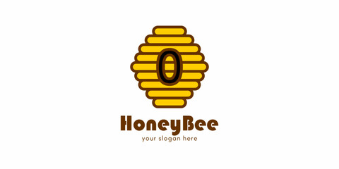 Bee Nest Logo Design with Letter 0