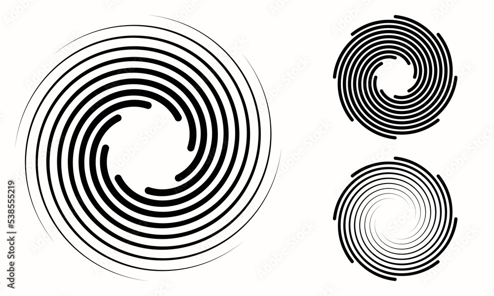 Fototapete set of spirals with lines as dynamic abstract vector background or logo or icon.