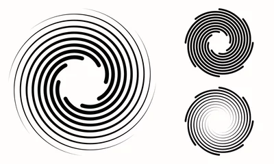 Tuinposter Set of spirals with lines as dynamic abstract vector background or logo or icon. © Mykola Mazuryk