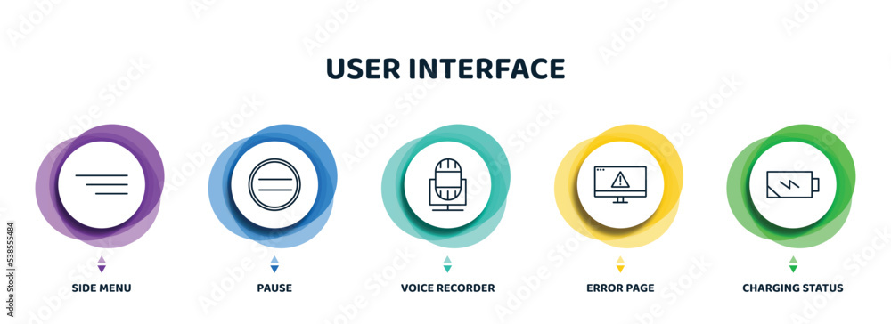 Aufkleber editable thin line icons with infographic template. infographic for user interface concept. included