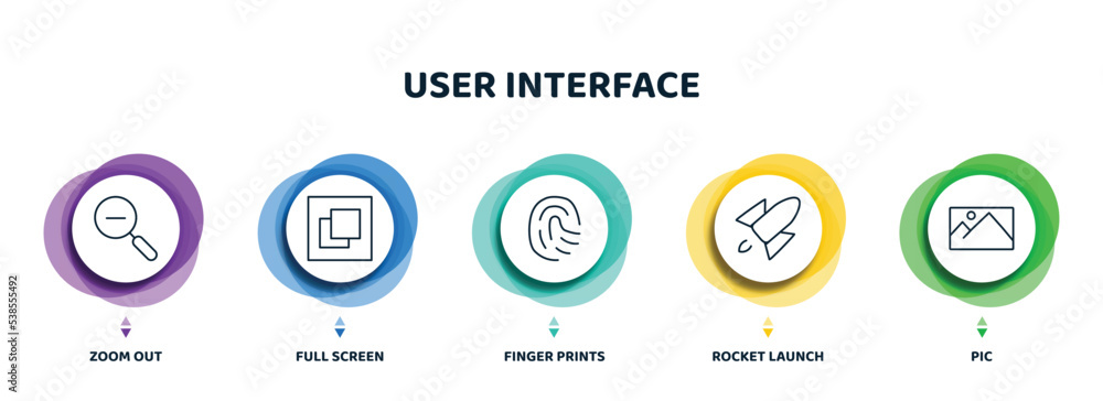 Aufkleber editable thin line icons with infographic template. infographic for user interface concept. included