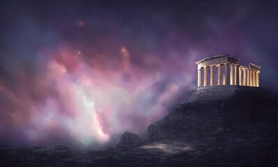Acropolis under the stellar sky