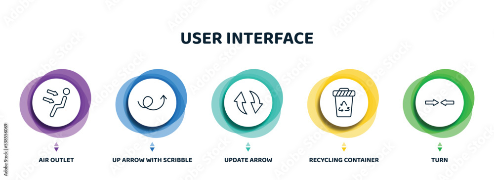 Aufkleber editable thin line icons with infographic template. infographic for user interface concept. included