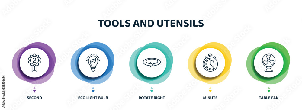 Poster editable thin line icons with infographic template. infographic for tools and utensils concept. incl