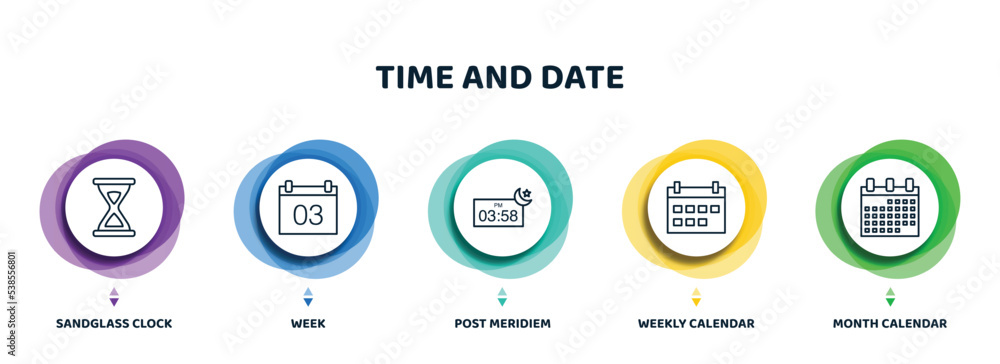 Poster editable thin line icons with infographic template. infographic for time and date concept. included 