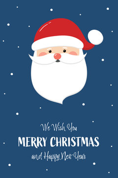 Design of a funny Santa Claus. Christmas card with wishes. Vector illustration