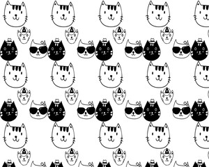 Cat seamless pattern, vector background design 
