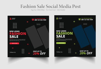 fashion sale social media post banner design template. discount fashion sale social media post banner design. fashion sale web banner.