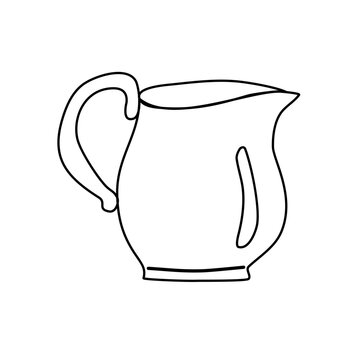 recommend clip art: Porcelain jug, pitcher, coffee or tea creamer or milk pot, doodle style vector for coloring book