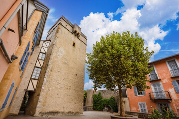 Fototapeta na wymiar Tour de Garnavie, medieval tower built in the 14th century in the Lourdes Old Town France