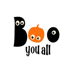 Halloween illustration Boo with eyes isolated on white color background