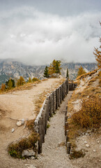 Fototapeta premium The Great War in the Dolomites - The 5 Torri front night time day time