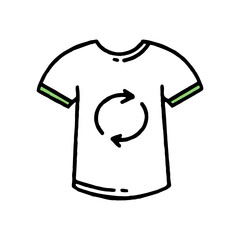 T-shirt made of recycled materials. Separation of garbage. Co2 concept of climate change. Vector isolated doodle