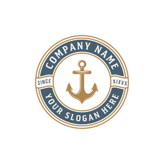 Ancor logo design vector with illustration and retro vintage logo design