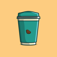 Hot Coffee with seeds Vector Illustration. Happy Breakfast. Coffee Shop. Coffee Mascot Logo. Flat Cartoon Style Suitable for Web Landing Page, Banner, Flyer, Sticker, Wallpaper, Cards, Background