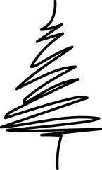 Christmas Tree Doodle Line Illustration