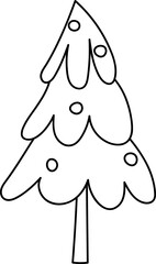 Christmas Tree Doodle Line Illustration