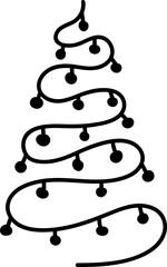 Christmas Tree Doodle Line Illustration