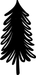 Christmas Tree Doodle Line Illustration