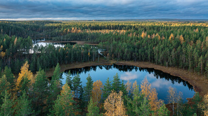 autumn landscape of the lake from a height