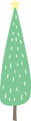 Christmas Tree Cartoon Minimal Isolated