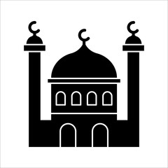 Islamic mosque icon. Thin linear islamic mosque outline icon isolated on white background from religion collection. Line vector sign, symbol for web and mobile