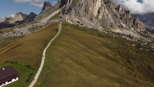 Passo Giau Pass, Ra Gusela and Averau Alpine Mountain in Dolomites, Veneto Italy