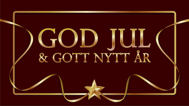 Typographic of Swedish God Jul och Gott Nytt &Aring;r, means Merrry Christmas and Happy New Year. Dimension 16:9. Vector illustration.