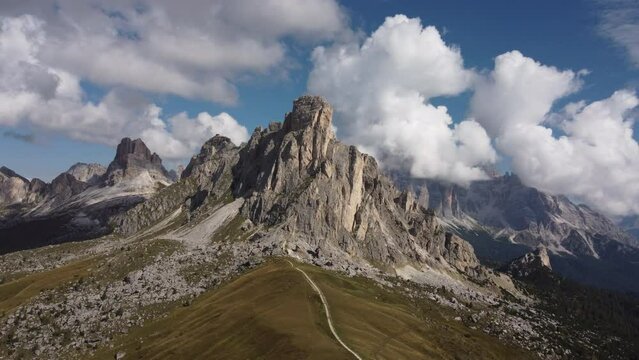Passo Giau Pass, Ra Gusela and Averau Alpine Mountain in Dolomites, Veneto Italy
