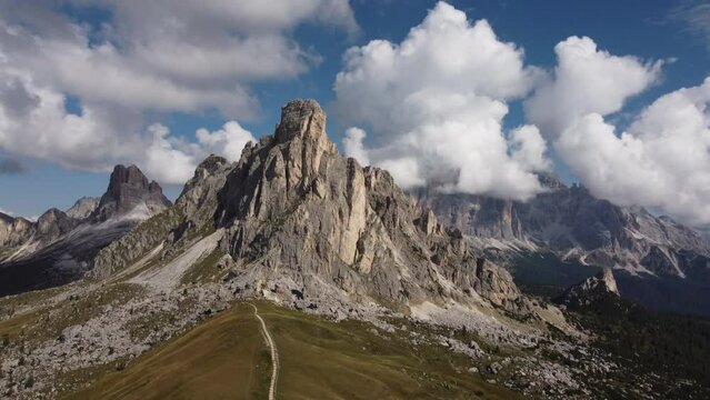 Passo Giau Pass, Ra Gusela and Averau Alpine Mountain in Dolomites, Veneto Italy