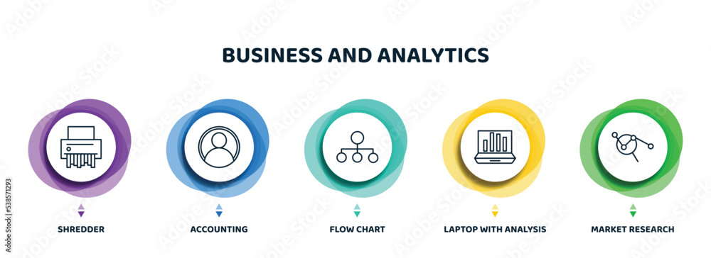 Poster editable thin line icons with infographic template. infographic for business and analytics concept. 