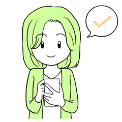 スマホをクリックする女性