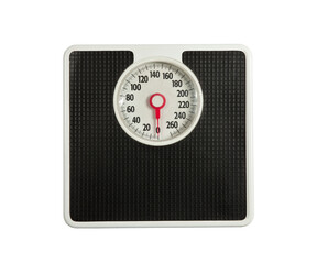 Worn but dependable bathroom weight scale.