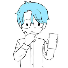 スマホを持って困る男性