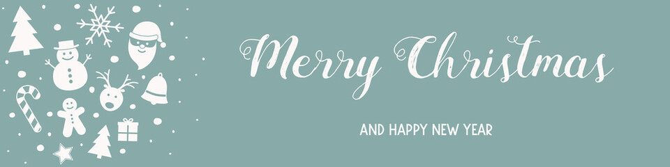 Christmas banner with decorations and wishes. Vector