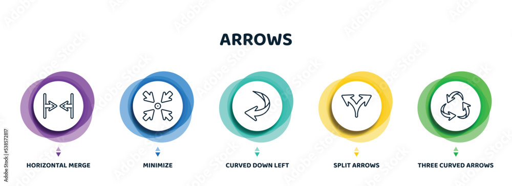 Poster editable thin line icons with infographic template. infographic for arrows concept. included horizon