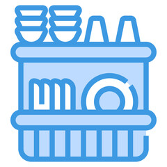 kitchen shelf blue outline icon