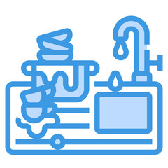 sink blue outline icon