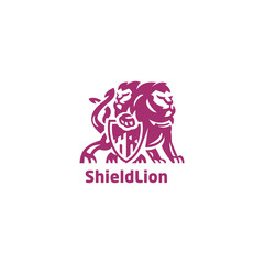 Lion with shield logo template for modern company