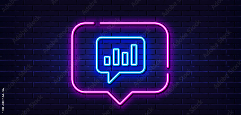 Aufkleber neon light speech bubble. chart line icon. report graph or sales growth sign in speech bubble. analy