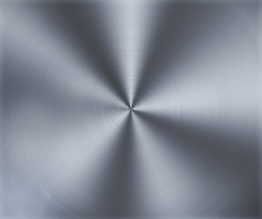 Shiny Radial Polished Texture Silver Circular Metal Background.