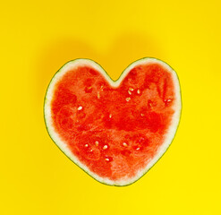 Naklejka na ściany i meble Watermelon in shape of heart - sweet lovely healthy food concept