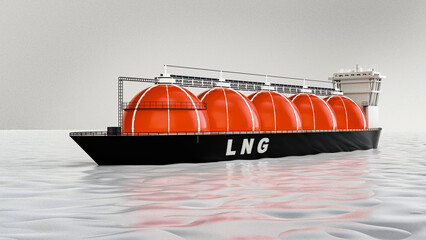 3D illustation of an LNG tanker - concept energy crisis in europe